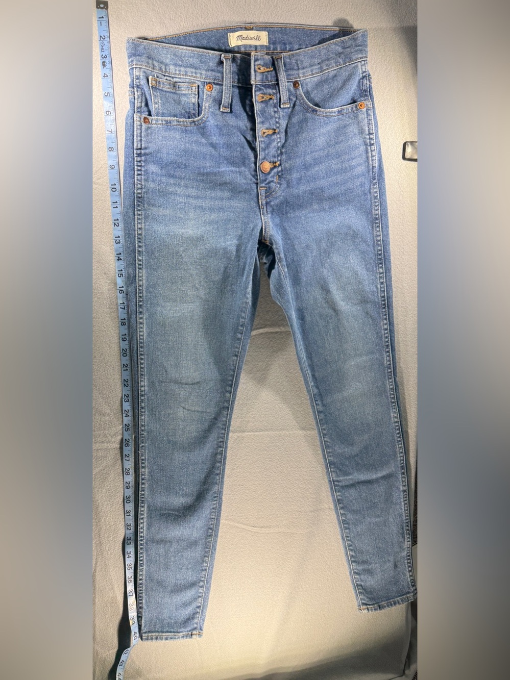 Madewell High-Rise Button-Fly Skinny Jeans in Light Blue Denim